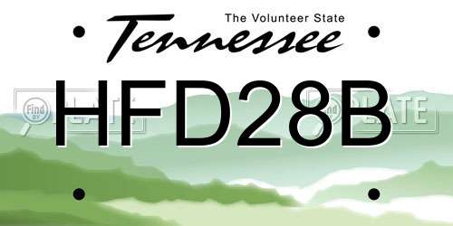 HFD28B Tennessee License Plate