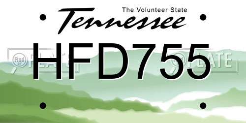 HFD755 Tennessee License Plate