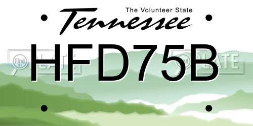 HFD75B Tennessee License Plate