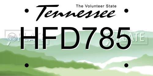 HFD785 Tennessee License Plate