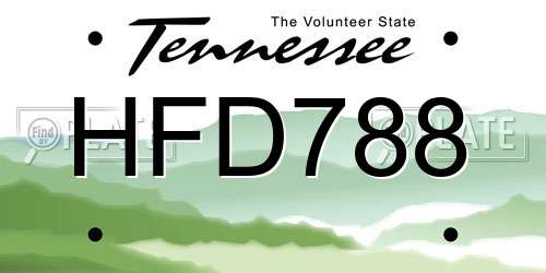 HFD788 Tennessee License Plate