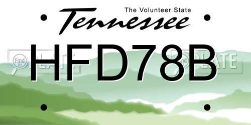 HFD78B Tennessee License Plate
