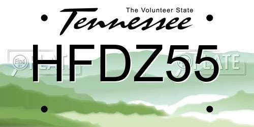 HFDZ55 Tennessee License Plate