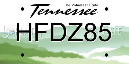 HFDZ85 Tennessee License Plate