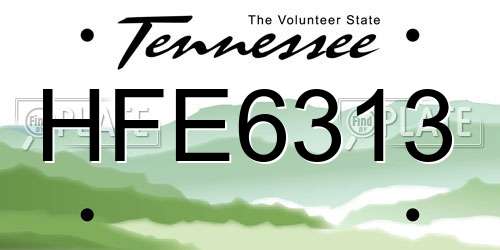 HFE6313 Tennessee License Plate