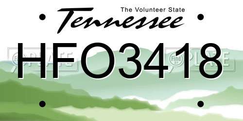 HFO3418 Tennessee License Plate