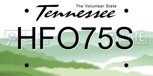 HFO75S Tennessee License Plate