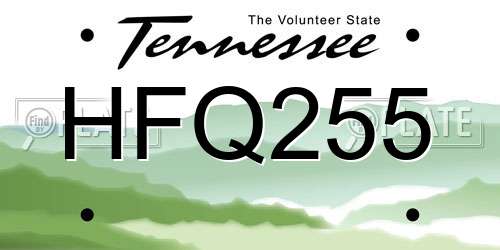 HFQ255 Tennessee License Plate