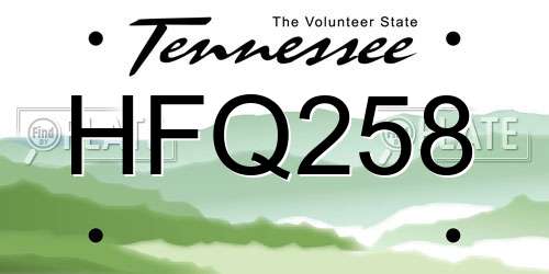 HFQ258 Tennessee License Plate