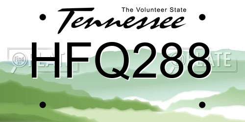 HFQ288 Tennessee License Plate