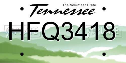 HFQ3418 Tennessee License Plate