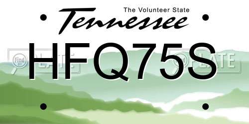 HFQ75S Tennessee License Plate