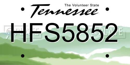 HFS5852 Tennessee License Plate