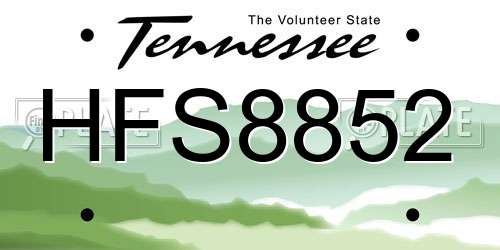 HFS8852 Tennessee License Plate