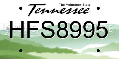 HFS8995 Tennessee License Plate