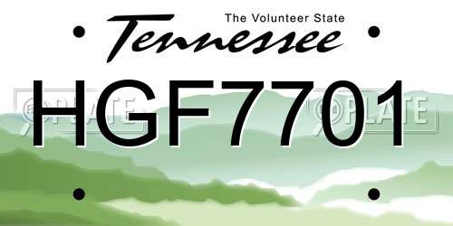 HGF7701 Tennessee License Plate