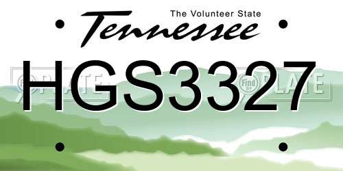 HGS3327 Tennessee License Plate