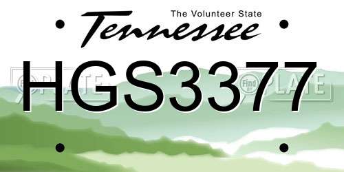HGS3377 Tennessee License Plate