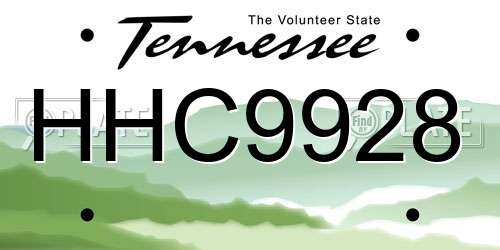 HHC9928 Tennessee License Plate