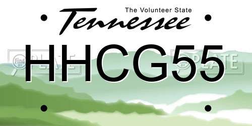 HHCG55 Tennessee License Plate