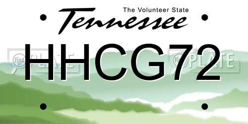 HHCG72 Tennessee License Plate