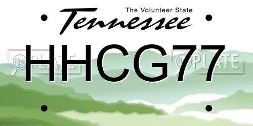 HHCG77 Tennessee License Plate