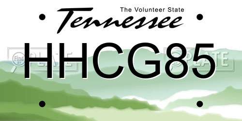 HHCG85 Tennessee License Plate