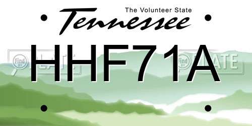 HHF71A Tennessee License Plate