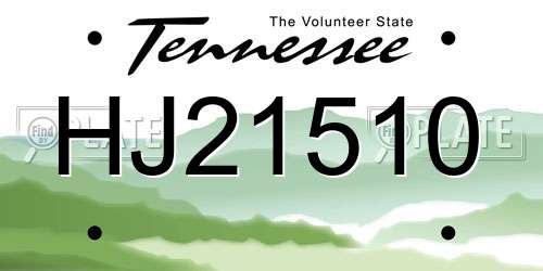 HJ21510 Tennessee License Plate