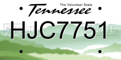 HJC7751 Tennessee License Plate
