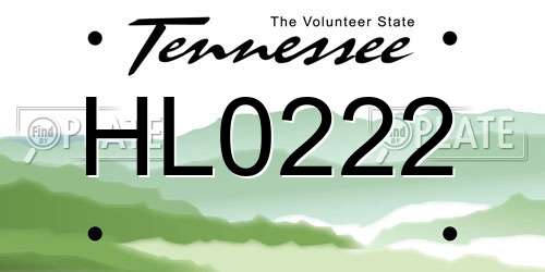HL0222 Tennessee License Plate