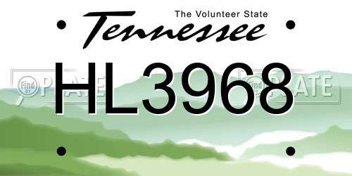 HL3968 Tennessee License Plate
