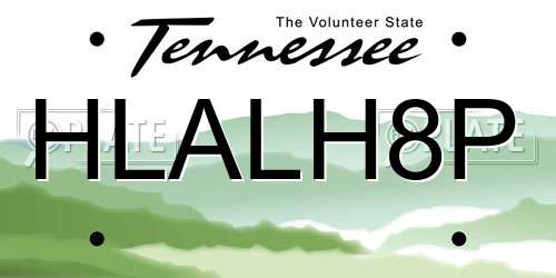 HLALH8P Tennessee License Plate