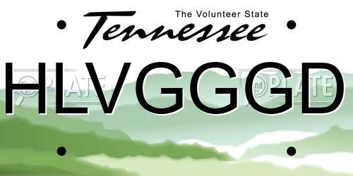 HLVGGGD Tennessee License Plate