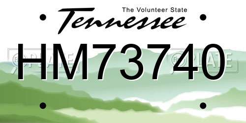 HM73740 Tennessee License Plate