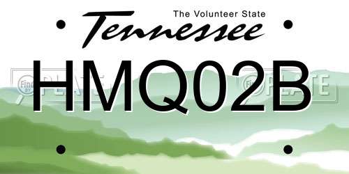 HMQ02B Tennessee License Plate