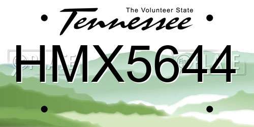 HMX5644 Tennessee License Plate