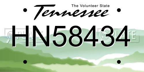 HN58434 Tennessee License Plate