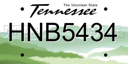 HNB5434 Tennessee License Plate