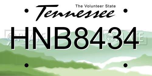 HNB8434 Tennessee License Plate