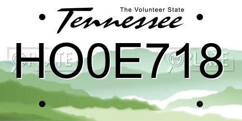 HO0E718 Tennessee License Plate