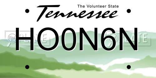 HO0N6N Tennessee License Plate