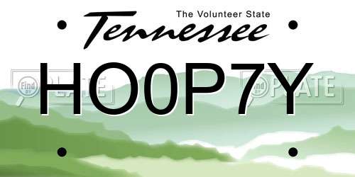 HO0P7Y Tennessee License Plate