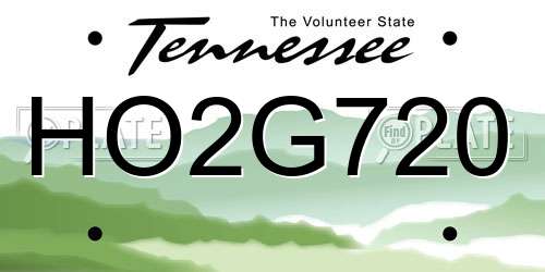 HO2G720 Tennessee License Plate