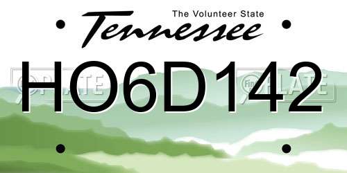 HO6D142 Tennessee License Plate