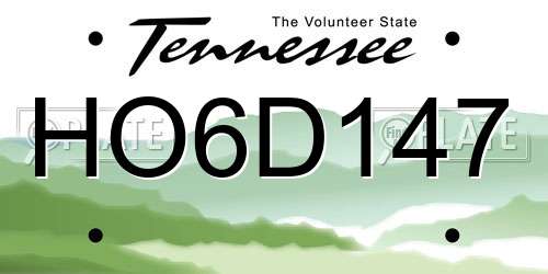 HO6D147 Tennessee License Plate