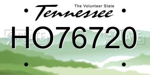 HO76720 Tennessee License Plate