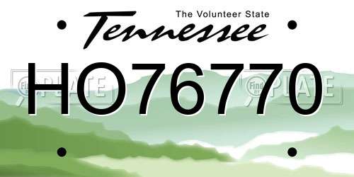 HO76770 Tennessee License Plate