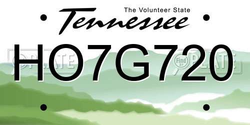 HO7G720 Tennessee License Plate
