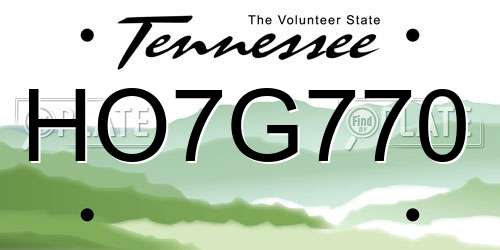 HO7G770 Tennessee License Plate